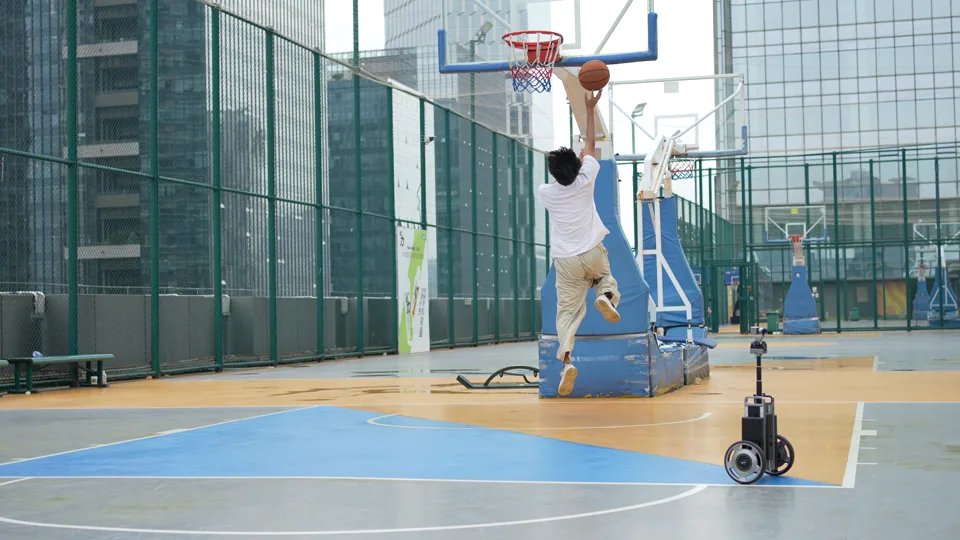 CineyBot following a basketball layup